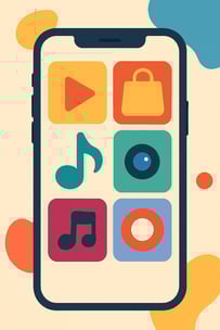 Smartphone screen with colorful app icons, representing ecommerce trends in social commerce expansion to new platforms.
